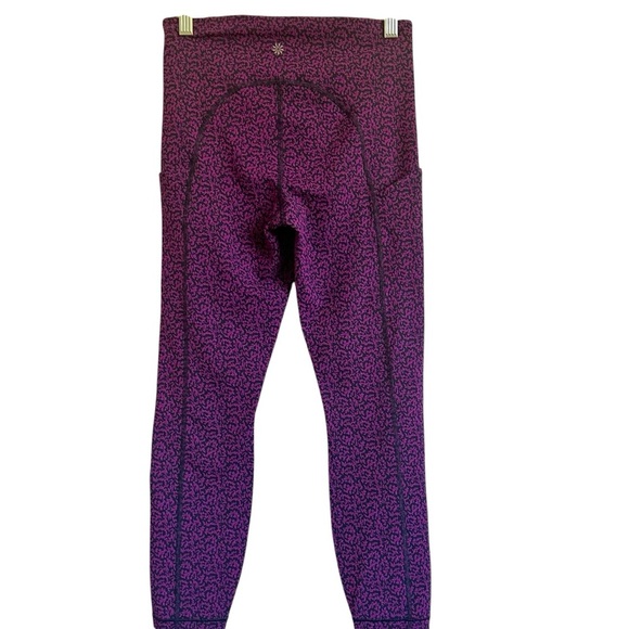 ATHLETA ULTIMATE STASH POCKET 7/8TH LEGGINGS STATIC BLACK AND FUCHSIA SIZE SMALL - Picture 6 of 14